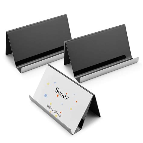 stainless steel desk business card holder